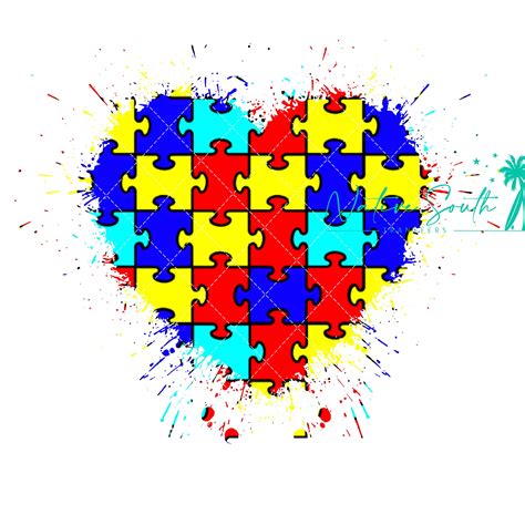 Autism awareness puzzle piece designs heart